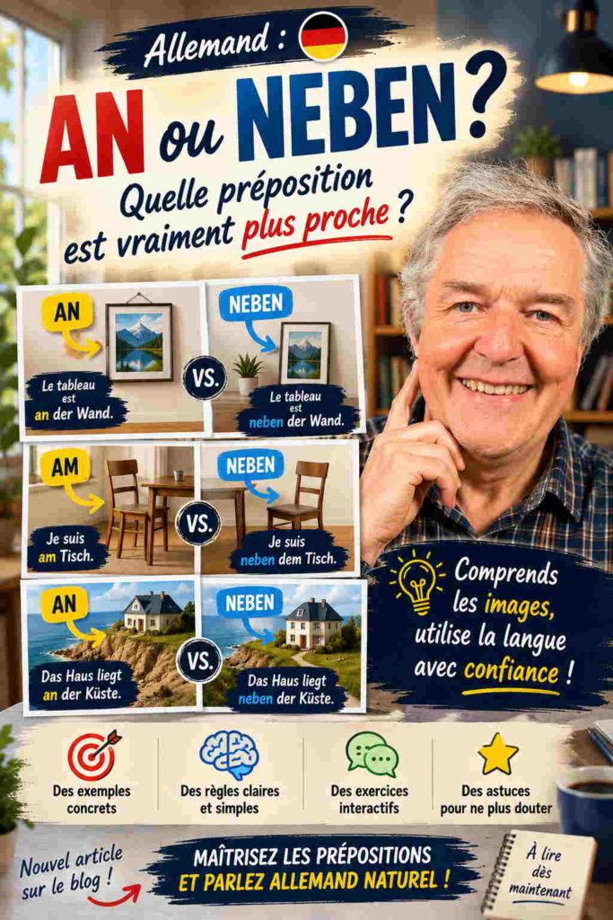 différence an neben allemand - Maîtrisez enfin les prépositions allemandes